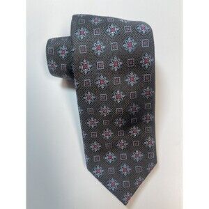 David Donahue Medallion Brown Silk Tie New W\O Tags